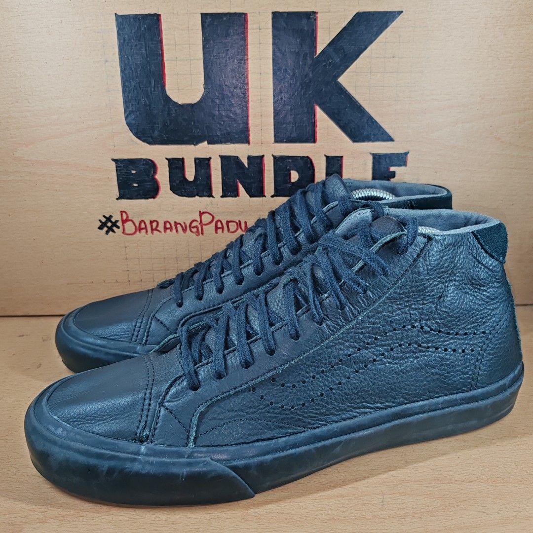 UKBundle UK9.5 UK9 28cm VANS Sk8 Mid Top Leather Monochrome Triple Black
