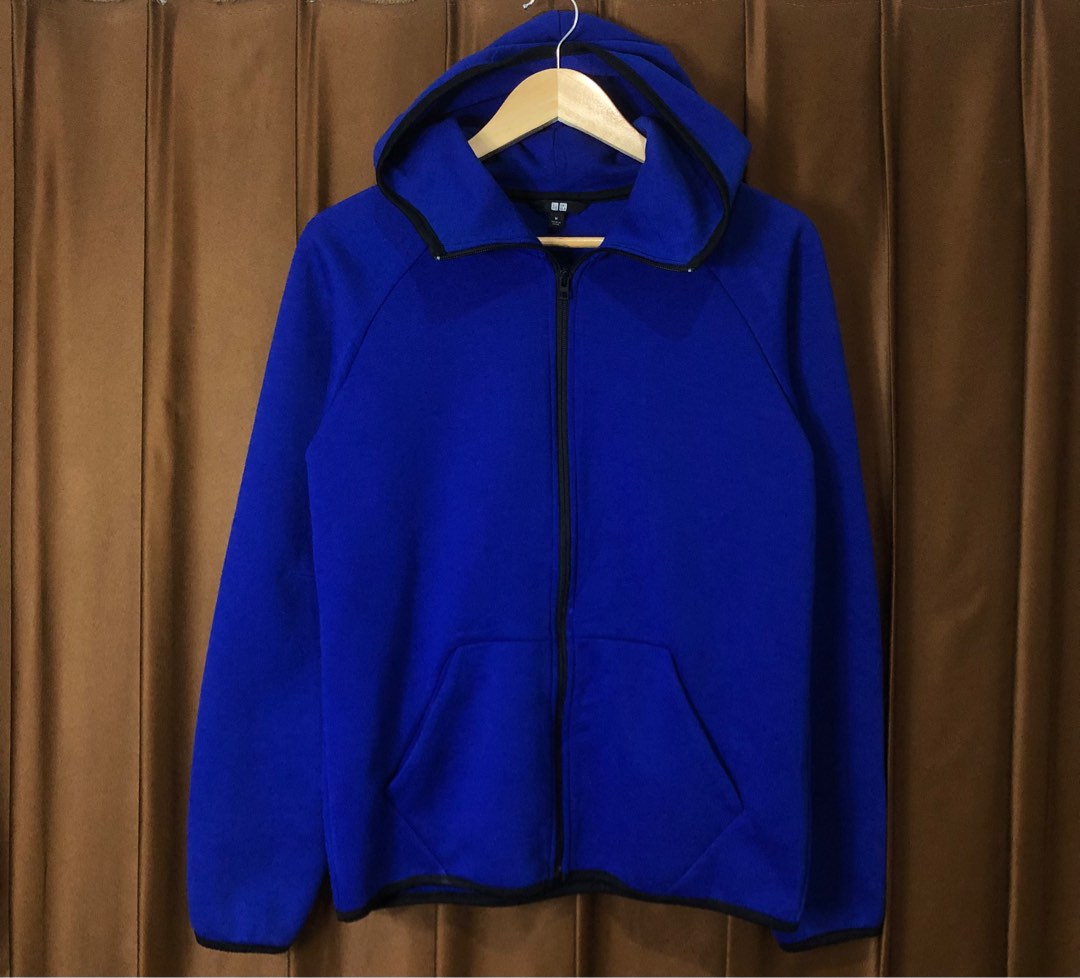 Uniqlo Fleece Zipped Hoody Jacket (Royal Blue), Men's Fashion, Coats