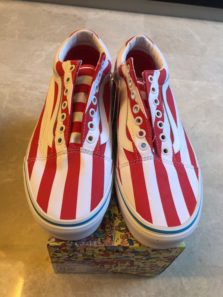 Red white and clearance blue vans old skool