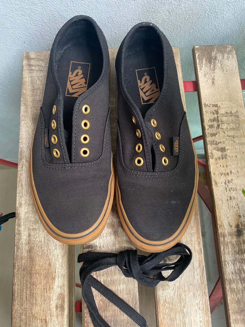 Vans black gumsole gold eyelet sales