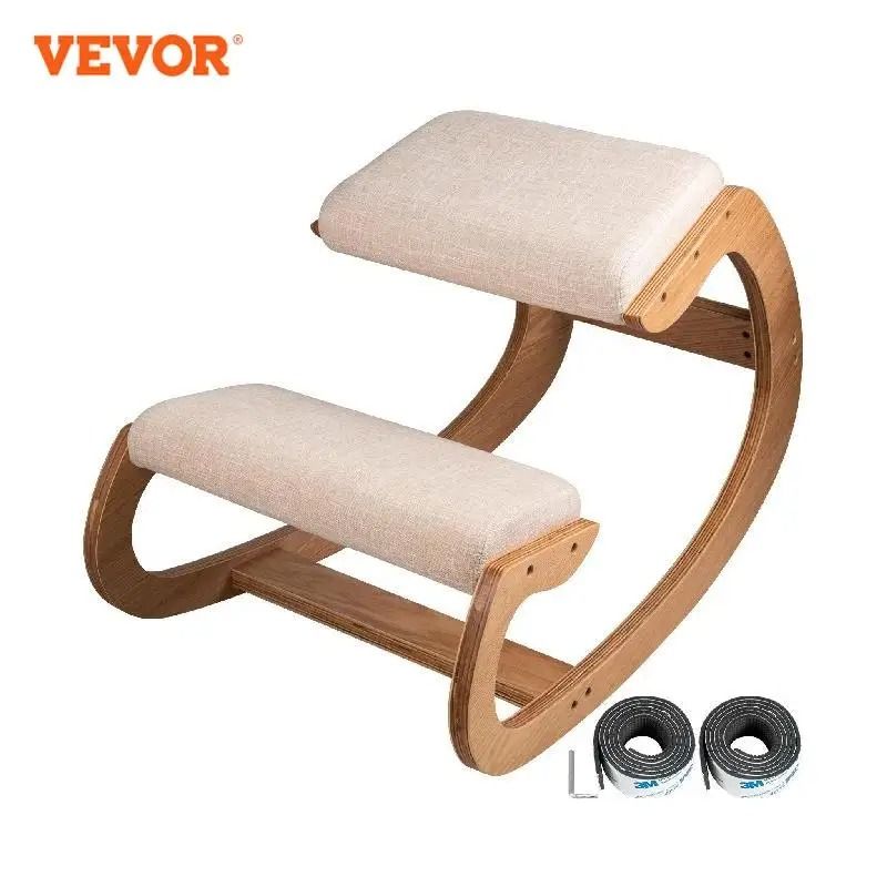 VEVOR Ergonomic Rocking Wooden Kneeling Chair Stool Correct Posture ...