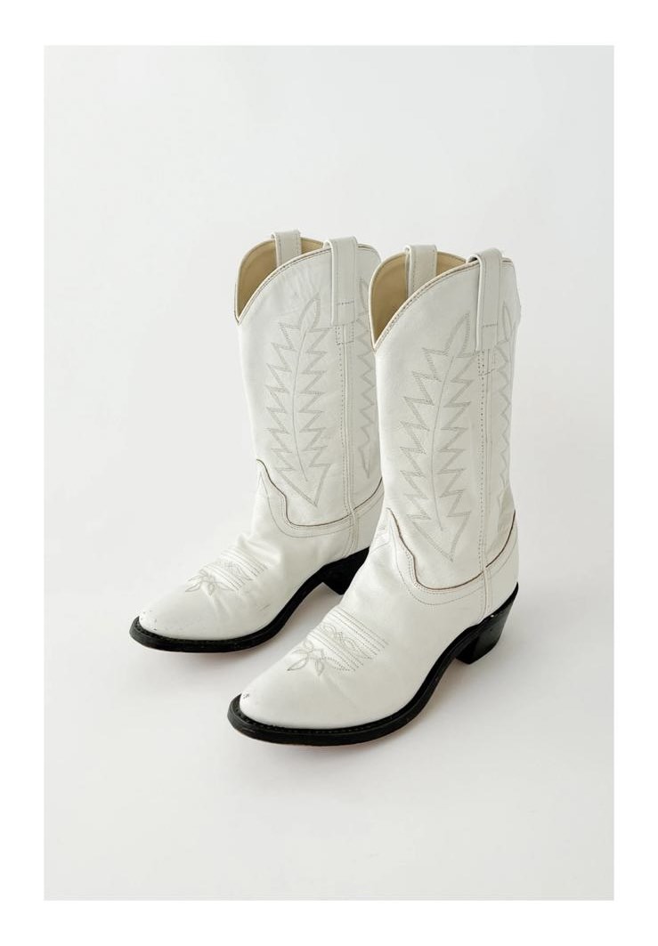 Vintage White Cowboy Boots Women s Fashion Footwear Boots on