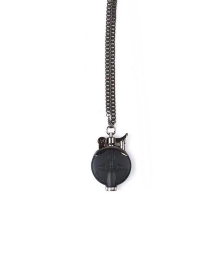 Vivienne Westwood Orb Gunmetal Black Lighter Necklace Luxury