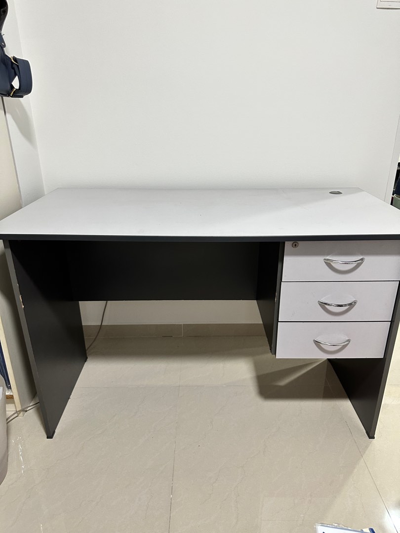 WFH Office Table/ Desk with drawers in Grey , Furniture & Home Living, Furniture, Tables & Sets