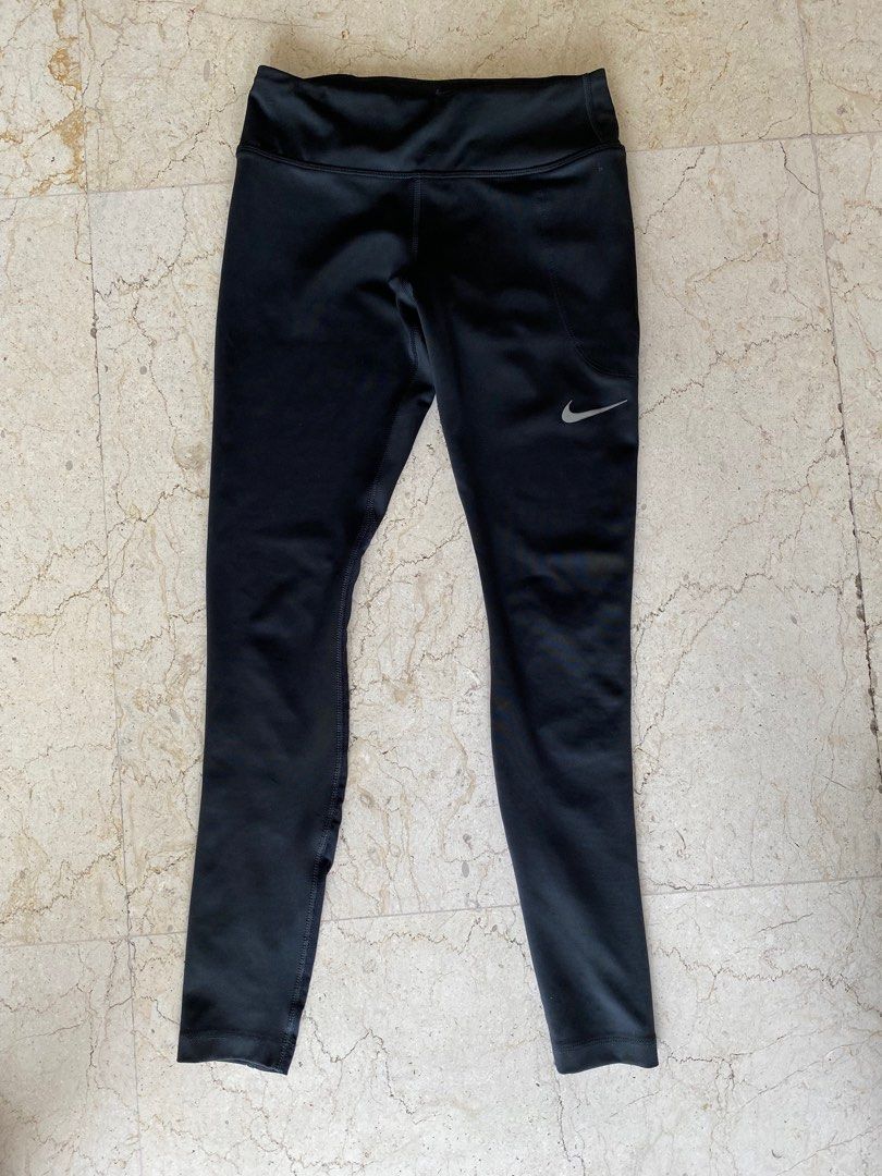 Nike Leggings Black 'dri-fit' Tight Fit Running Leggings