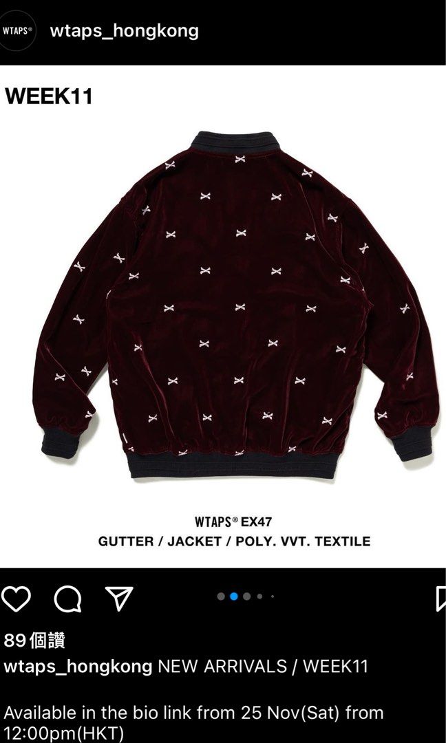 23AW WTAPS GUTTER JACKET POLY VVT TEXTILEBURGUNDY XLサイズ