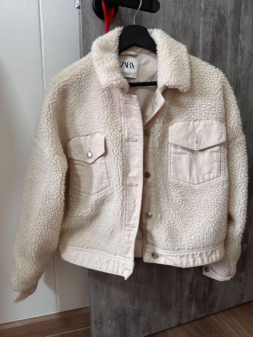 Zara fluffy white jacket