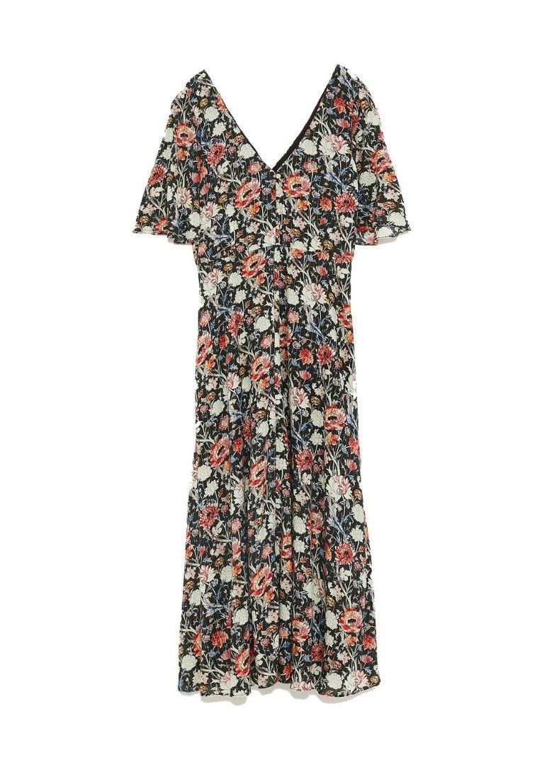 ZARA Maxi dress flowers with botton, Fesyen Wanita, Pakaian Wanita ...