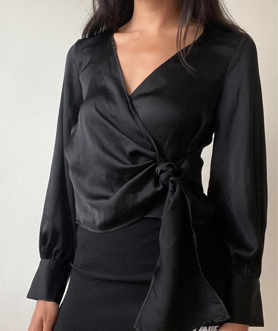 Zara satin wrap blouse 2025