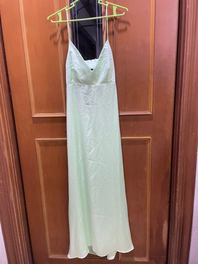 mint green satin dress zara Zahra Diamante Cowl Mini Dress - Mint