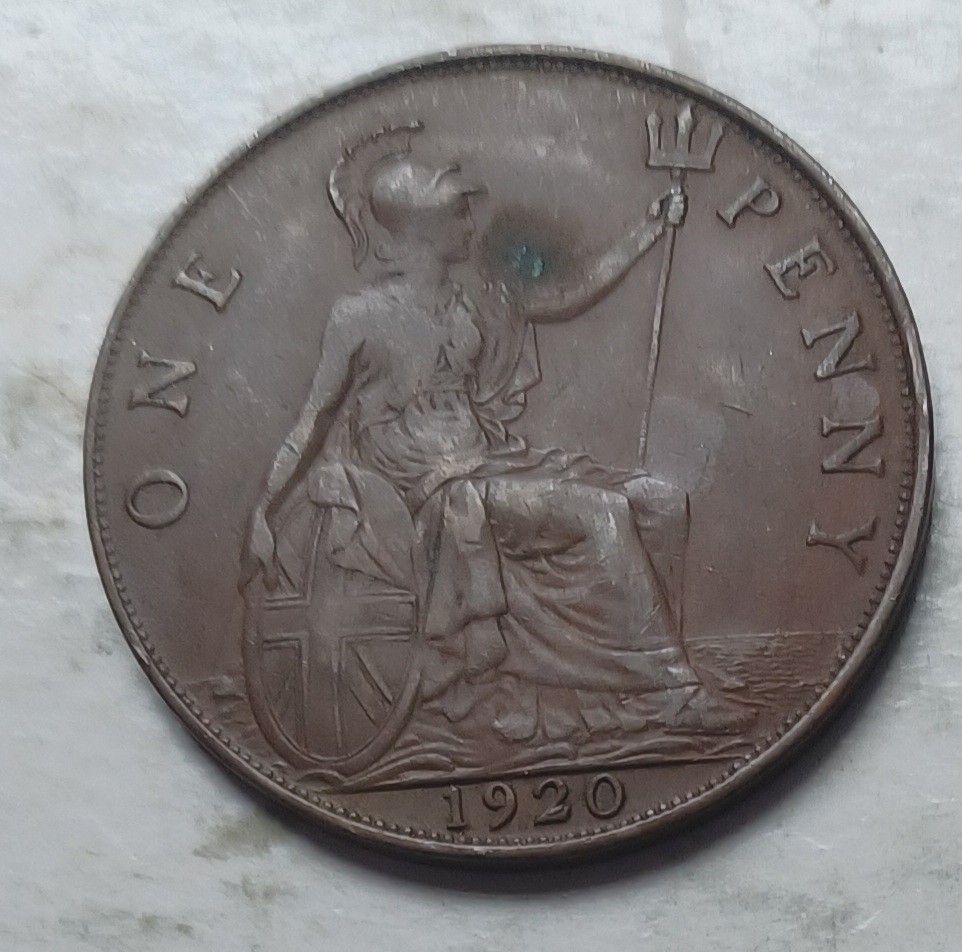英國1920年1便士硬幣一枚（品相實物如圖）, 興趣及遊戲, 收藏品及紀念品, 錢幣- Carousell