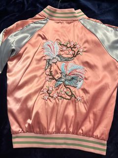 🌸刺繡芭比粉色棒球外套