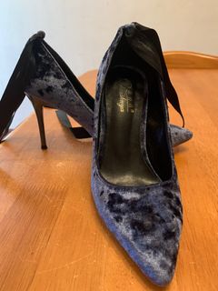 二手藍色絲絨三寸半高跟鞋64237117777027110