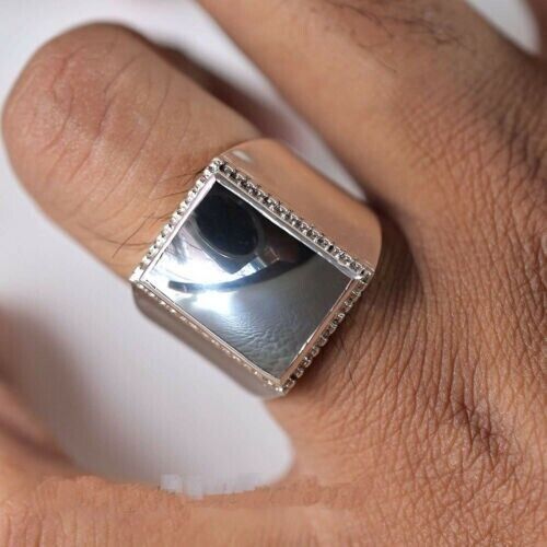 Mens hematite cheap ring