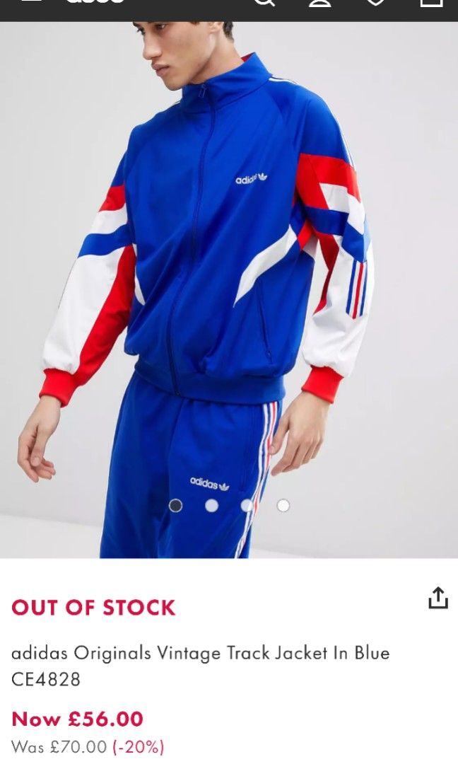 Adidas originals vintage track jacket in blue ce4828 hotsell