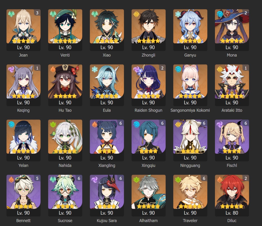 AR60 Genshin Impact End Game Account (Super WellBuilt Characters