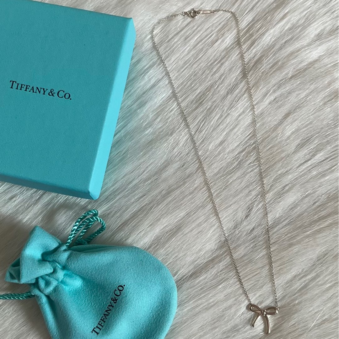 Tiffany sterling silver bow necklace clearance