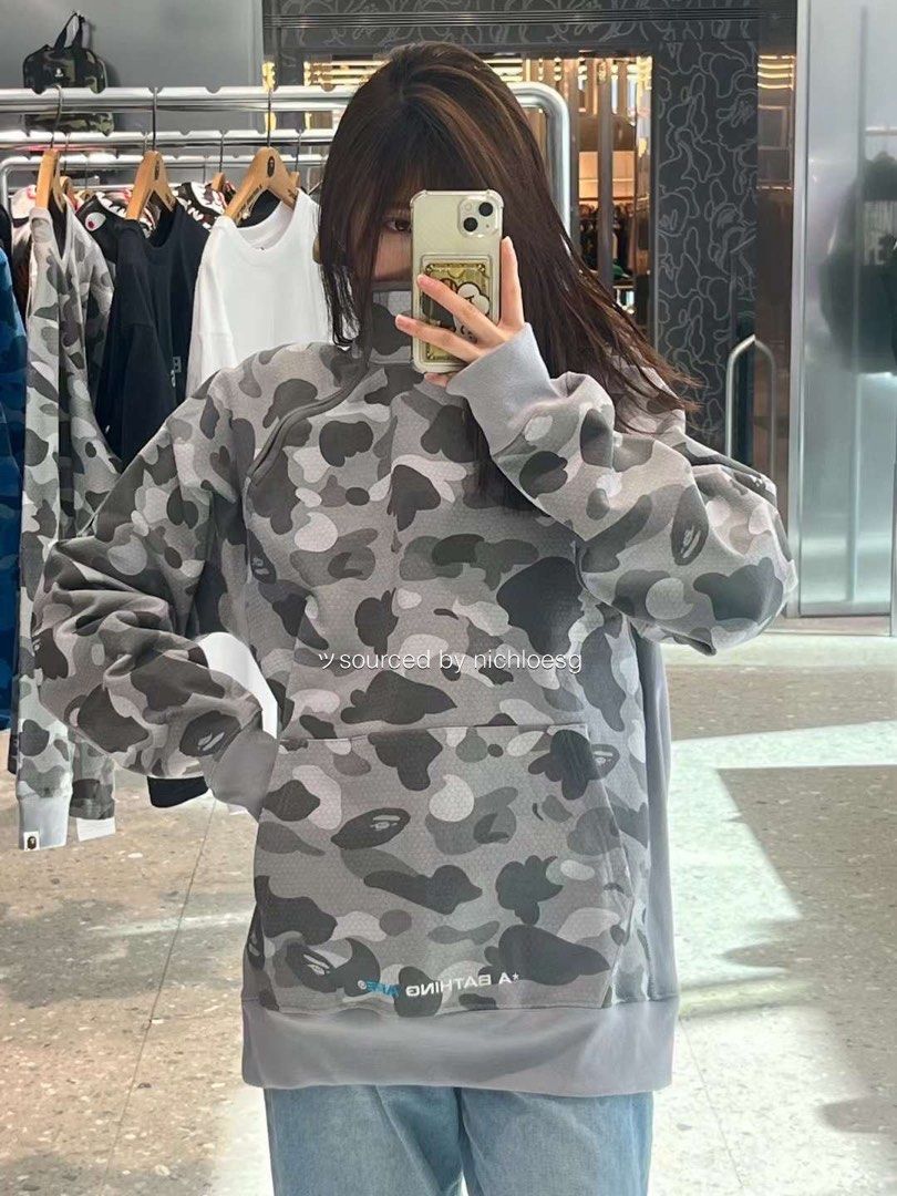 BAPE HONEYCOMB CAMO SIDE ZIP CREWNECK