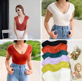 Best Seller! Restock! Joyce V- Neck Cotton Top (FS: Stretch, fits S - L frames) please read description