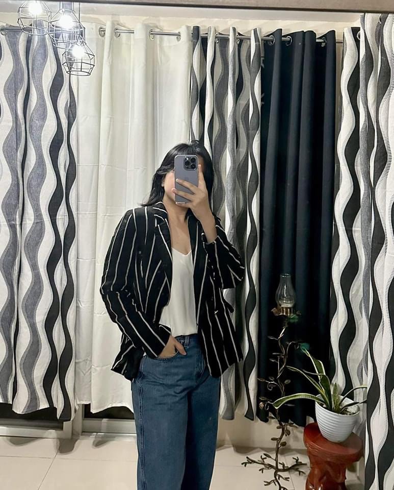 Black & White Stripes Blazer, Women's Fashion, Coats, Jackets and