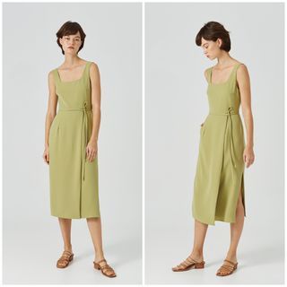 (BNWT) OSN Square-Neck Overlap Midi Dress Our Second Nature