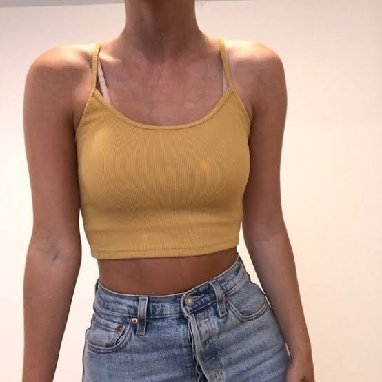 Brandy Melville Yellow Ribbed Tank on Carousell