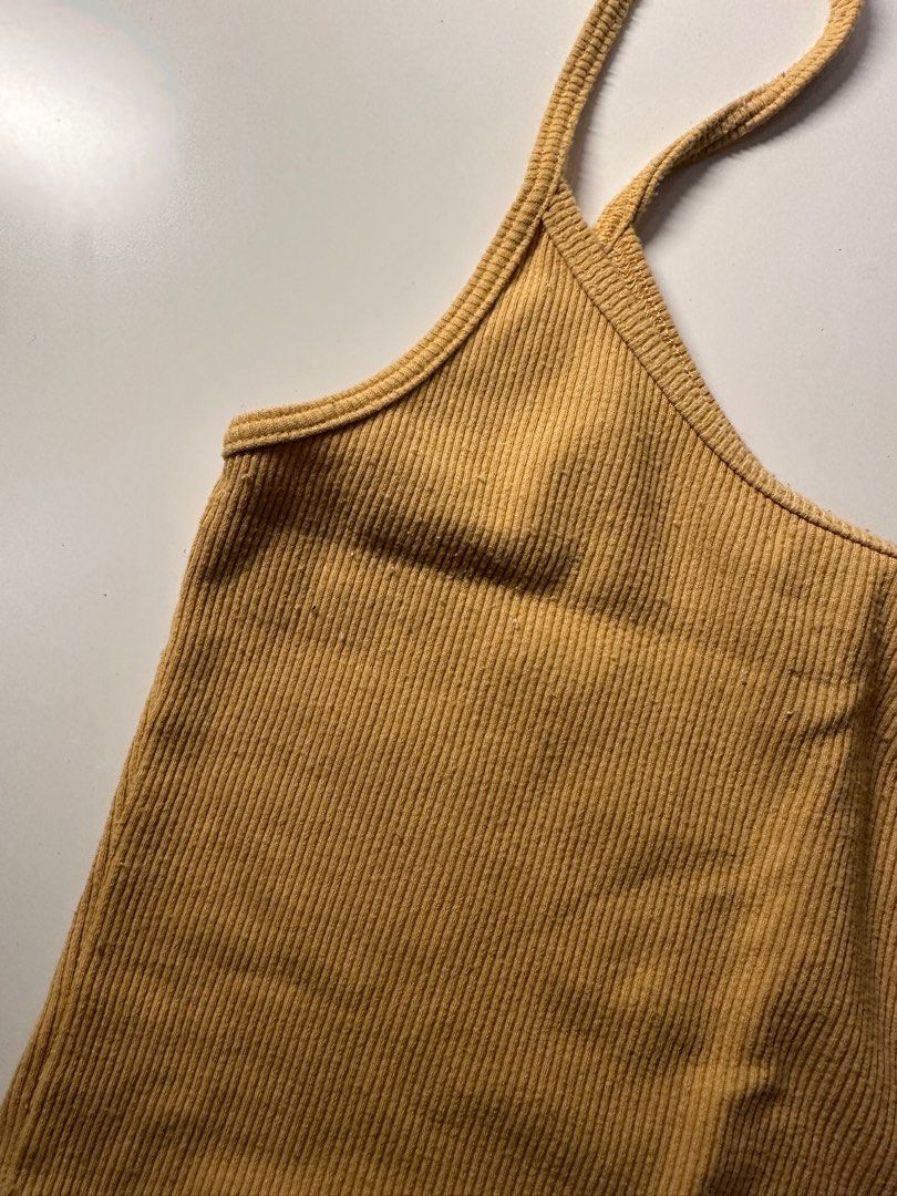 Brandy Melville Yellow Ribbed Tank on Carousell