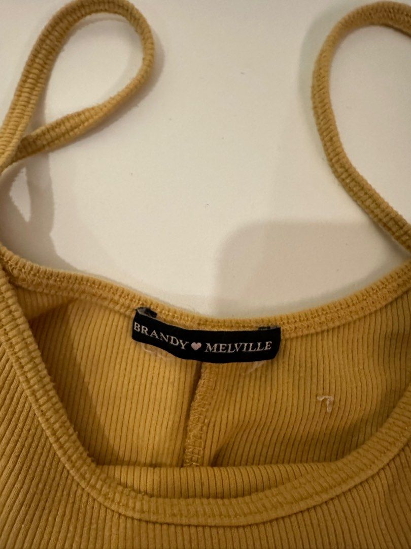 Brandy Melville Yellow Ribbed Tank on Carousell