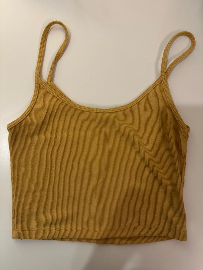 Brandy Melville Yellow Ribbed Tank on Carousell