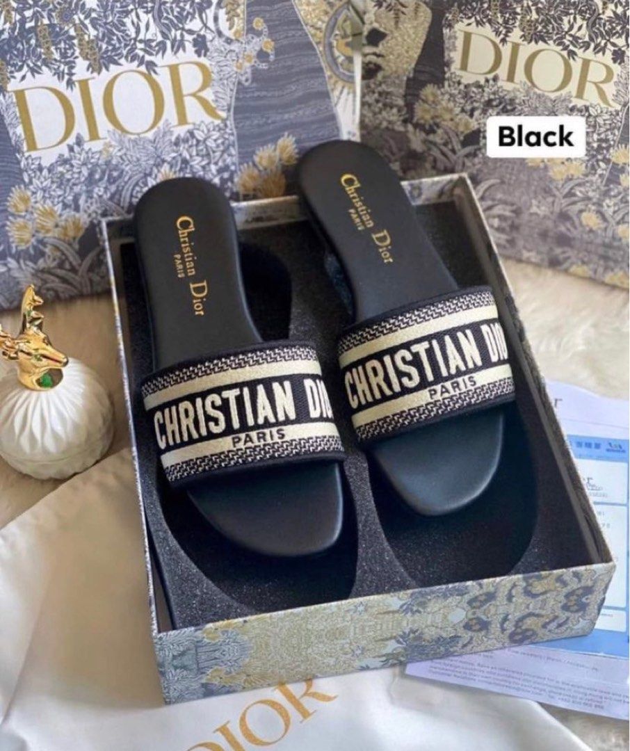 Black and gold dior sandals cheap