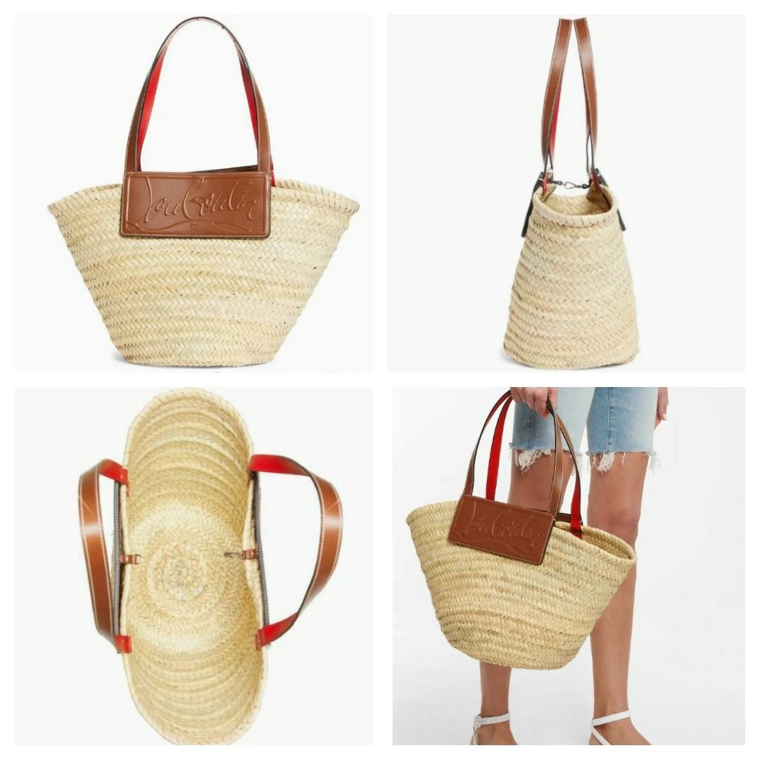 Christian Louboutin Loubishore Orange Woven Raffia Large Tote Bag – Queen  Bee of Beverly Hills