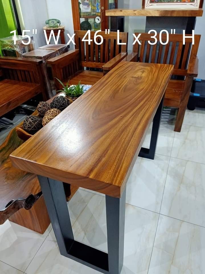 Console table or study table (Category: Other Home Furniture) located in San Pedro. Submitted by yam22 (Listing ID 1212635329, Image 1). Description: Onhand Brandnew Console table or study table Acacia top mahogany legs Pick up or deliver buyer cost Location Novaliches Q.C Payment mode BDO or GCASH No COD plsss.