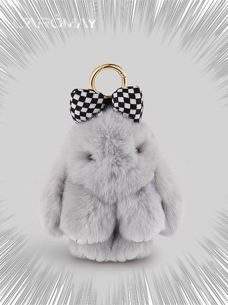 Cute fluffy sales bunny keychain