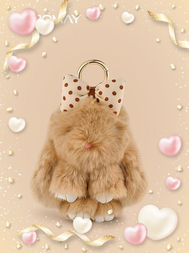 Cute fluffy bunny keychain new arrivals