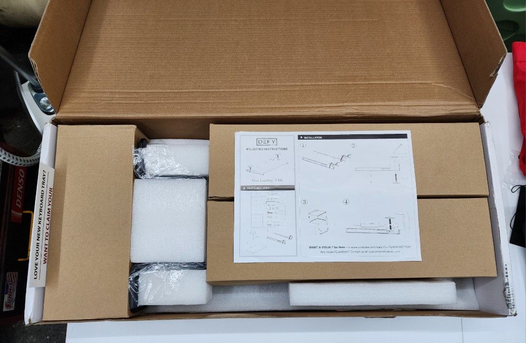 DEFY Desk Clamp On Keyboard Tray Under Desk Storage Ergonomic Desk