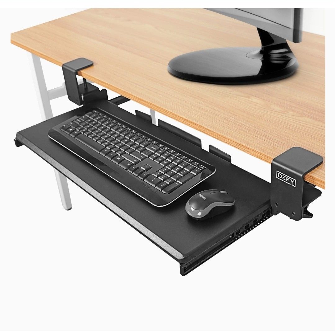 DEFY Desk Clamp On Keyboard Tray Under Desk Storage Ergonomic Desk