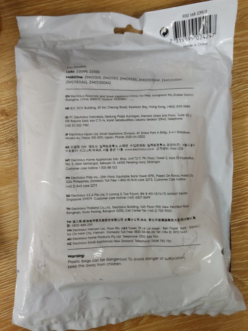 Electrolux mobione dust bag top