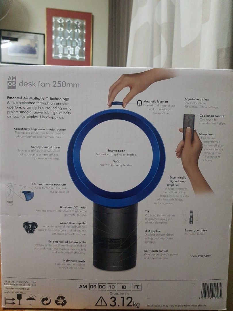 Fan Dyson cool Desk fan AM 06 250mm, Furniture & Home Living, Lighting
