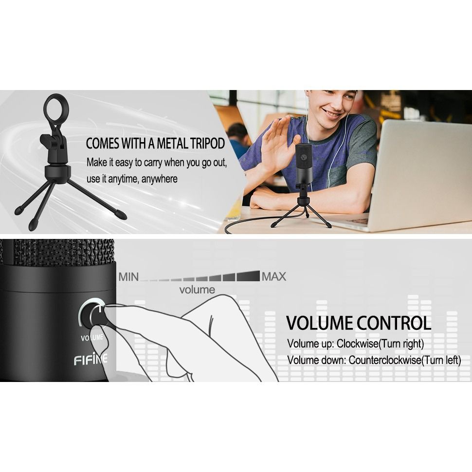 Fifine T669 Studio Condenser USB Microphone Computer PC Microphone Kit