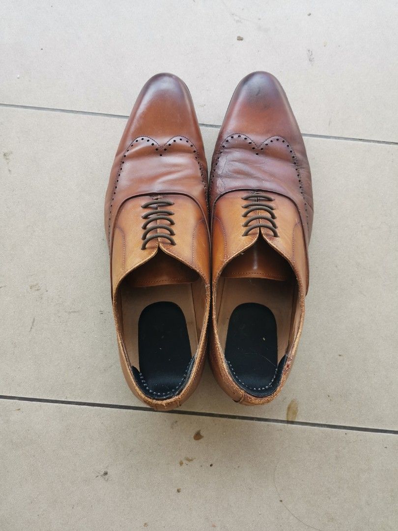 Men's Two Toned Fashion Brown Wing Tip Dress Shoes