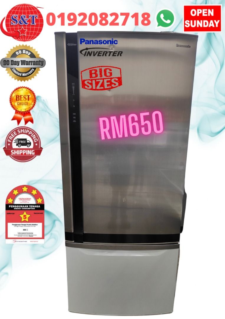 FRIDGE DOUBLE DOOR PANASONIC INVERTER JUMBO, TV & Home Appliances