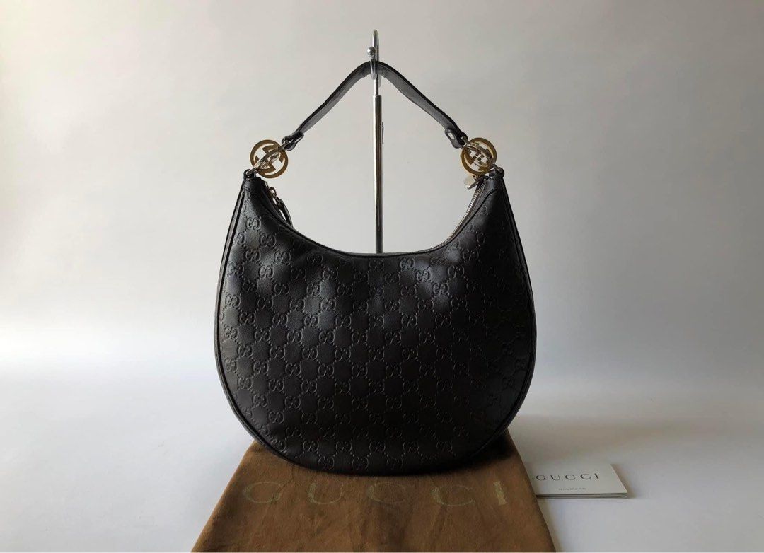【美品】GUCCI シマ 本革 ワンショルダーバッグ 金銀 G金具 ツインズ