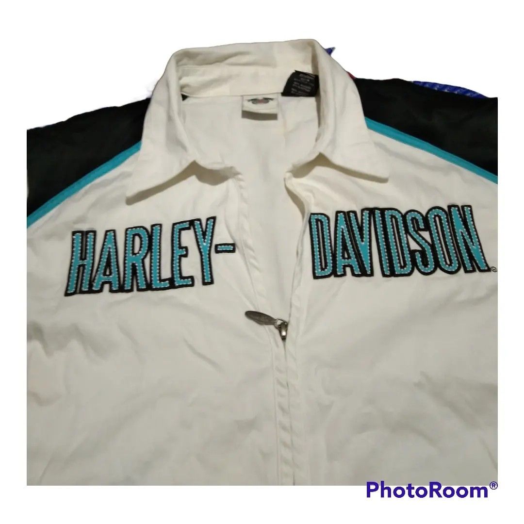Harley Davidson Zip Up Garage Shirt, Women's Fashion, Activewear on