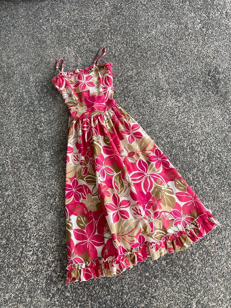 Hawaiian Tube Maxi Dress Floral Print, Women's Fashion, Dresses & Sets