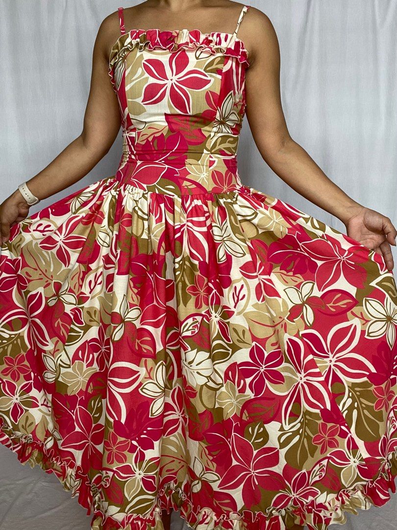 Hawaiian Tube Maxi Dress Floral Print, Women's Fashion, Dresses & Sets