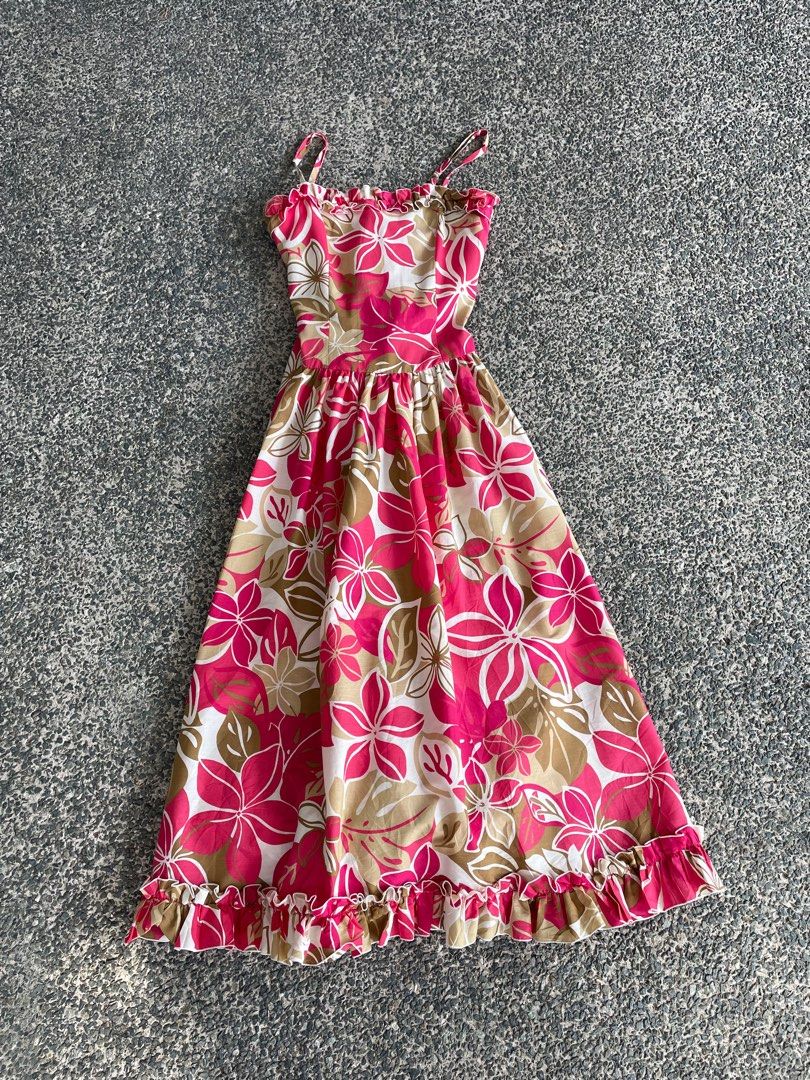 Hawaiian Tube Maxi Dress Floral Print, Women's Fashion, Dresses & Sets