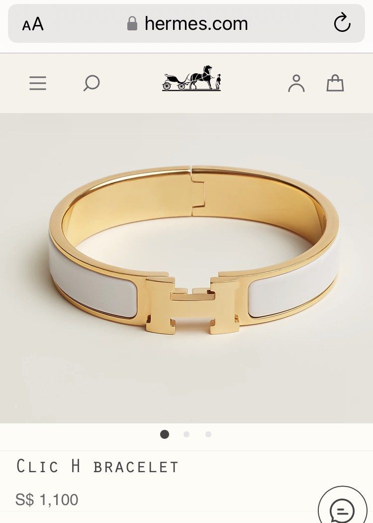 Hermes Clic H bracelet in white with yellow gold hardware (PM size