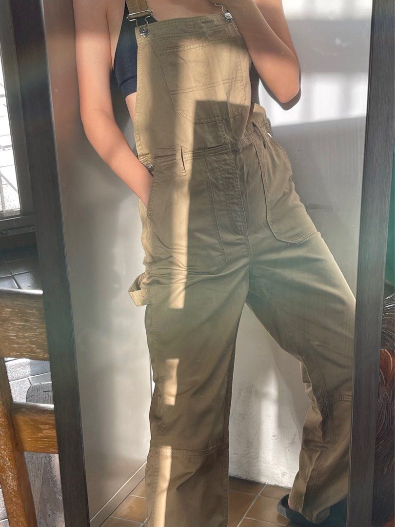 H&M Nude Cargo Overalls, Women's Fashion, Dresses & Sets, Jumpsuits on