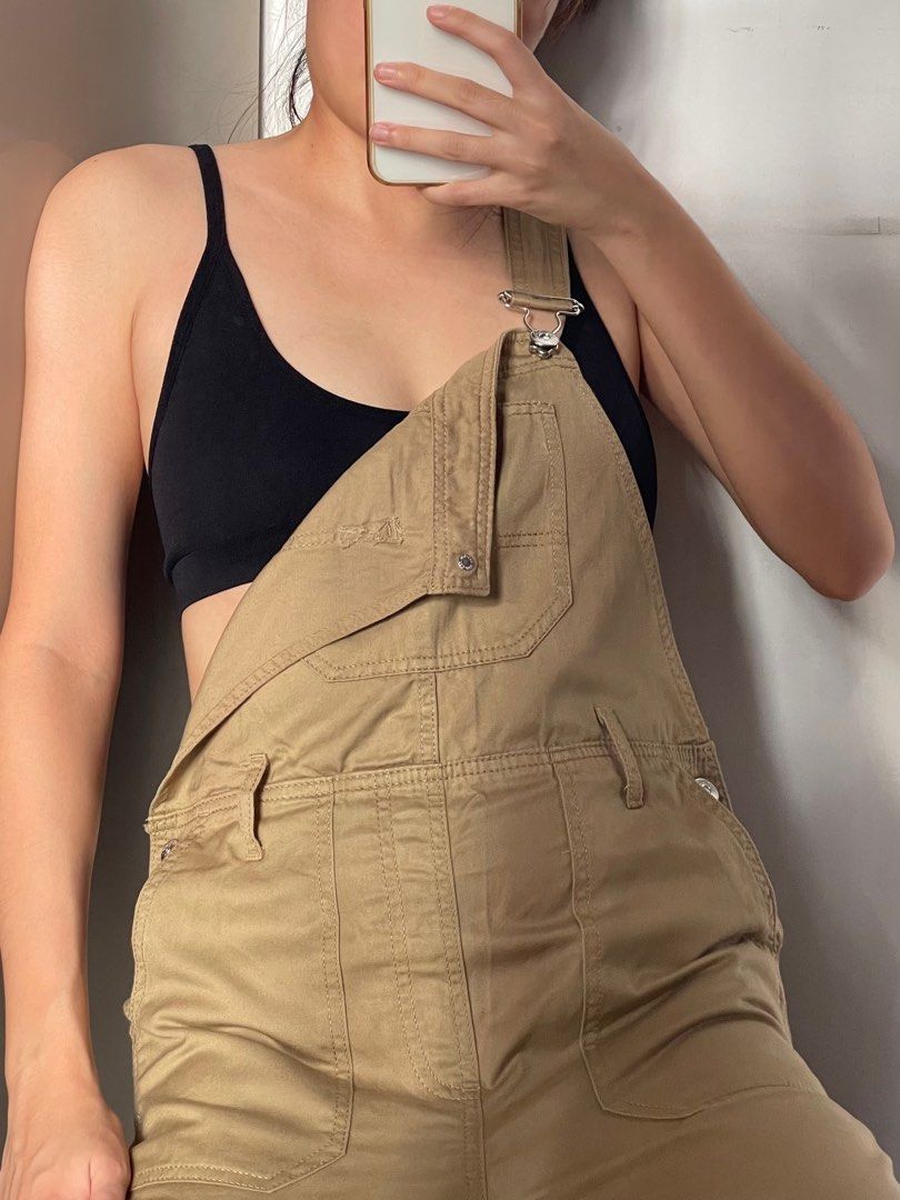 H&M Nude Cargo Overalls, Women's Fashion, Dresses & Sets, Jumpsuits on