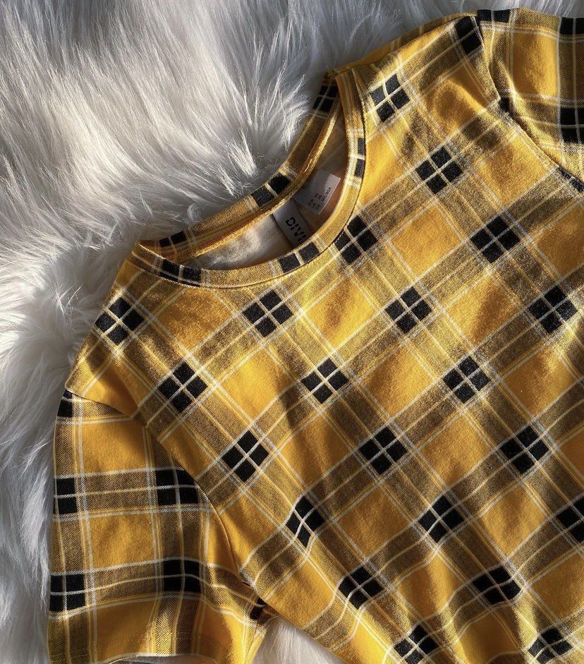 Hu0026M yellow plaid dress, Women's Fashion, Dresses u0026 Sets, Dresses on  Carousell